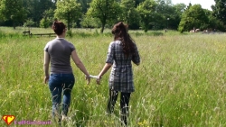 walking handcuffed through the field